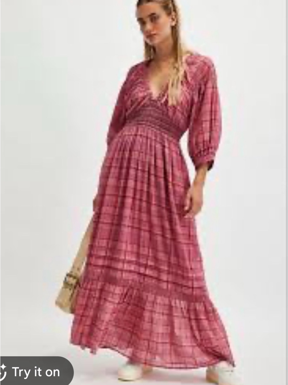 Free People Rose Golden Hour Maxi Dress with Smocked Waist